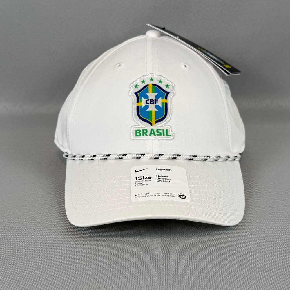 Brazil National Team Nike Golf Hat Mens White Adjustable Rope Cap Legacy91 New